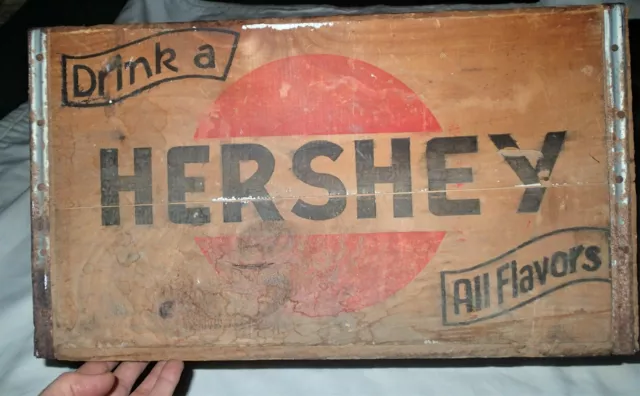 Antique Drink Hershey Beverage Ny Usa Country Store Wood Chocolate Sign Art Box 2