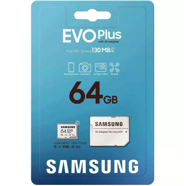 Samsung EVO Plus Micro SD mit Adapter Speicherkarte 32GB 64GB 128GB bis 130 MB/s 2