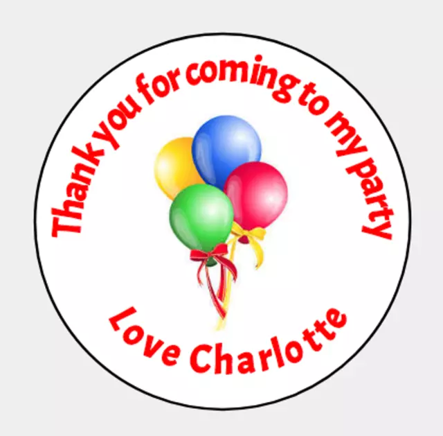 Printed Thank you for coming to my party bag cone Thank you Sticker Labels