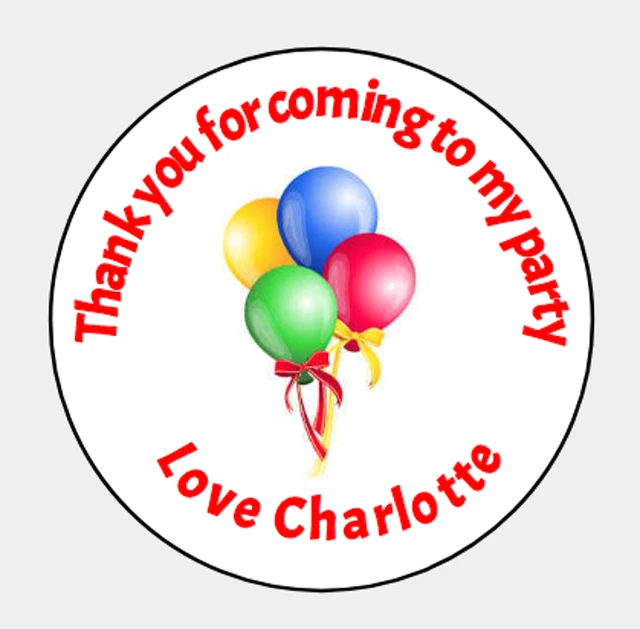 Printed Thank you for coming to my party bag cone Thank you Sticker Labels