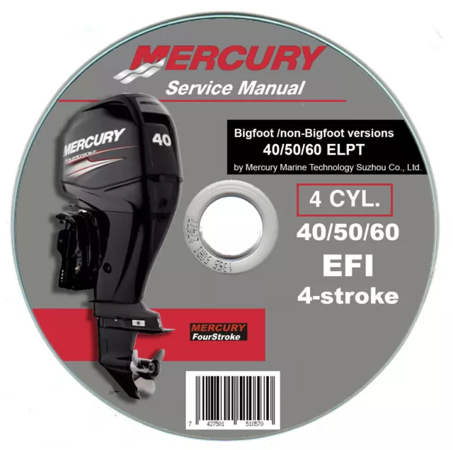 Mercury 40/50/60 EFI ELPT (4 CYL.)  fuoribordo  manuale officina - repair manual