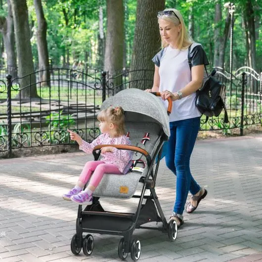 Durable Lightweight Aluminium Frame Baby Stroller with Net-Gray
