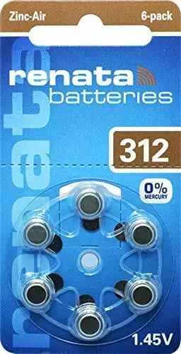 60 x Renata Gr. 312 - Batterie per apparecchi acustici, 10 confezioni da (z3Z)