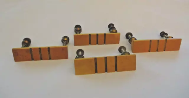 Set Of 4 Mid Century Butterscotch Bakelite Drawer Pulls Handles with Hardware