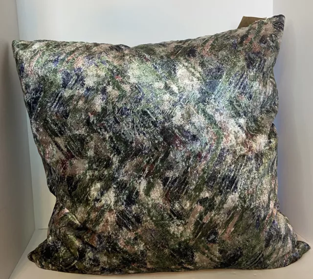 Caldeira Made In England 24" X 24" Pillow, Green Multi Feather Filled, Nwts.
