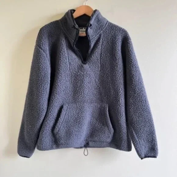 Pink Victoria's Secret Heather Gray Varsity Sherpa Half-Zip Pullover Top Size M