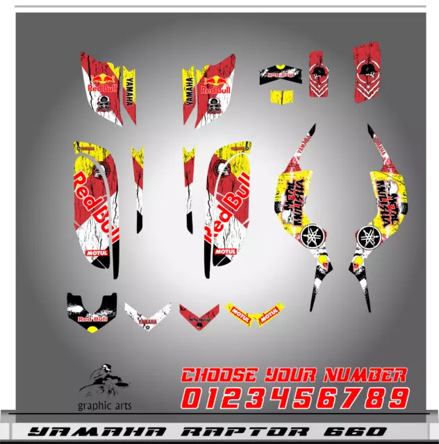 Yamaha raptor 660 660R Completo Gráficos Calcomanías Pegatinas Kit Atv