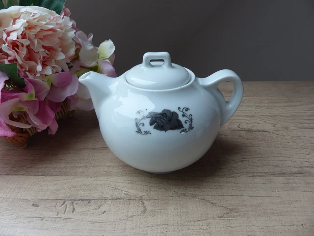 Théière Ancienne Limoges France - Porcelaine Blanche - Style Art Déco - Vintage