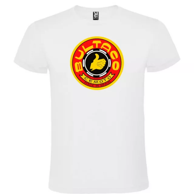 Camiseta Blanca con Logotipo de Bultaco 100% Algodón Tallas S M L XL XXL