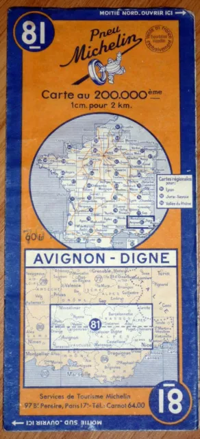 Carte MICHELIN N° 81 - Avignon - Digne 1950