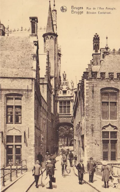 Carte postale ancienne old postcard BELGIQUE BRUGES BRUGGE rue de l'âne aveugle