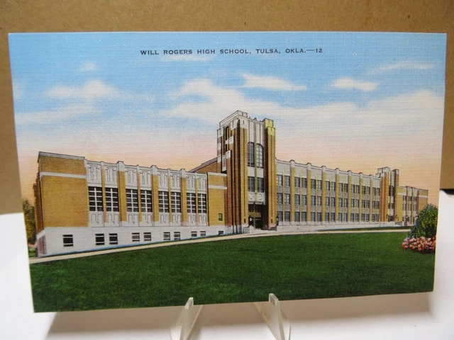 Roy Rogers High School Tulsa OK Linen Postcard