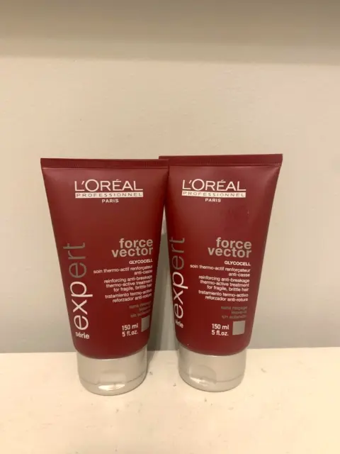 2 L'Oreal Force Vector Glycocell Anti-Breakage ThermoArctive Treatment 5 Oz Each