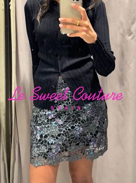 thumbnail image 2 of Zara Woman Combined Knit Midi Skirt | SS25 Collection Ecru 4192/042/712 2 of 6