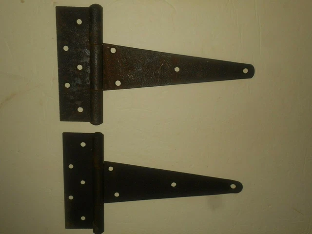 Antique Barn Door T Strap Metal Gate Hinges 2 Large 12 1/4" X 7" Rusty READ