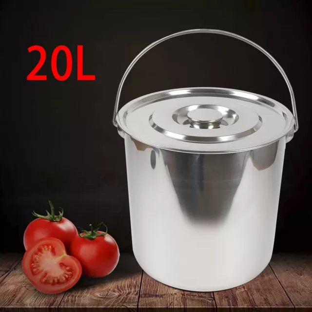 Cubo de cocina cubo de alimentación cubo de leche enfriador de vino espumoso cubo de acero inoxidable 20 litros m/tapa