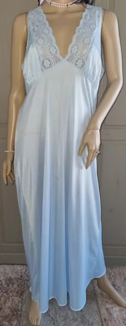 ST MICHAEL BLUE 100 Nylon Long Nightgown Embroidery Lace Bust Size 18 UK 40 5.50 PicClick UK