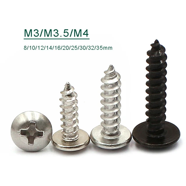 M3/M3.5/M4 PHILLIPS PAN Truss Head Selftapping Screws Tappers Large