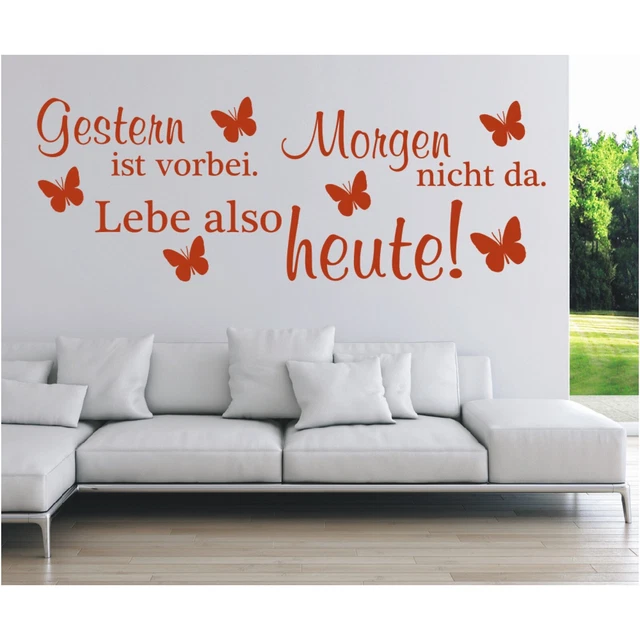 WANDTATTOO GESTERN Lebe Heute Wohnzimmer Spruch Wandaufkleber
