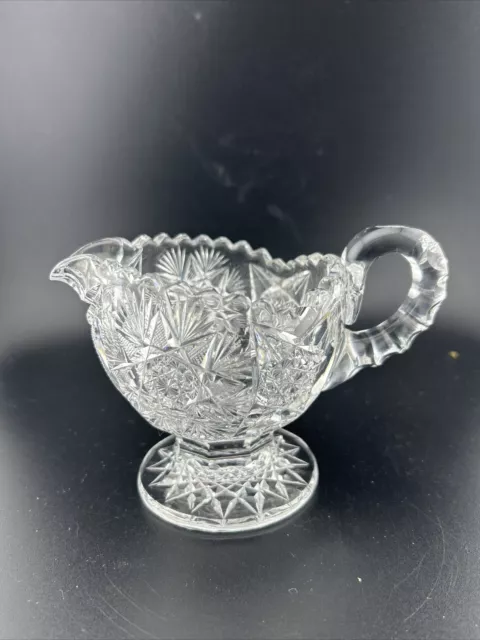 Vintage Gravy Boat Brilliant Cut Crystal Sauce Pedestal Dish