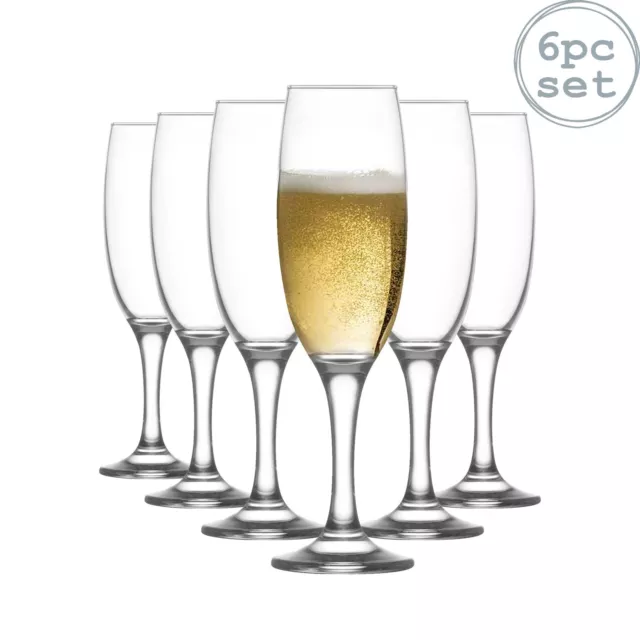 6x Empire Champagne Flutes Stemware Glasses Prosecco Sparkling Wine 220ml