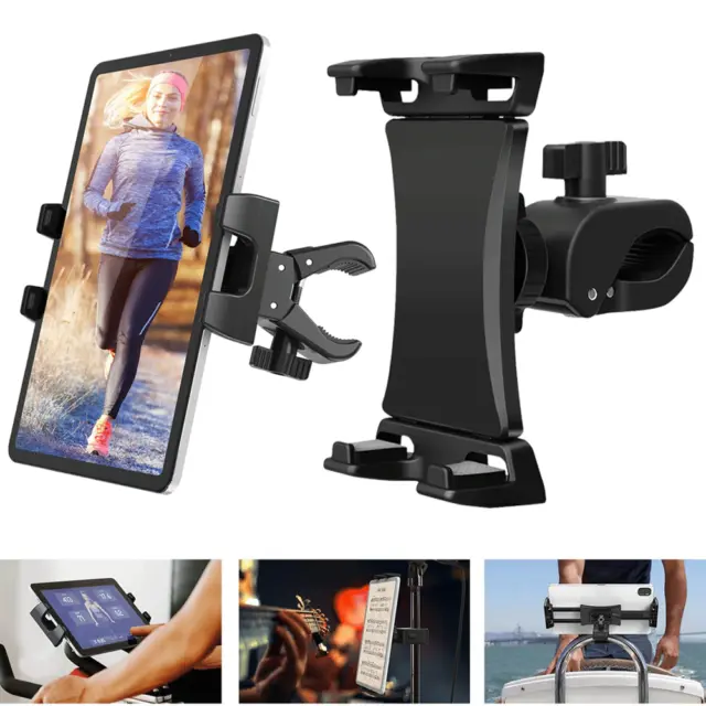 Exercise Bike Tablet Mount Holder For iPad & Phone 360° Adjustable Stand Black
