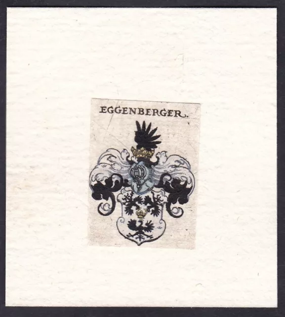 Eggenberg Emblem Coat Of Arms Heraldry Copperplate Engraving 17. Century