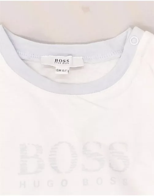 T-shirt grafica bambino Hugo Boss 3-6 mesi cotone bianco BB14 3