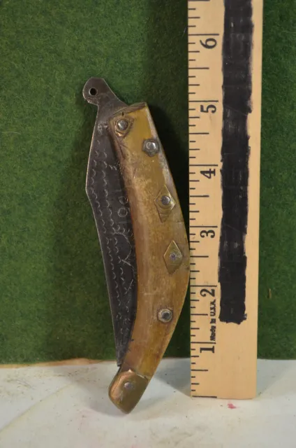 Small European knife, very hand made, horn handle, dated 1904 on blade