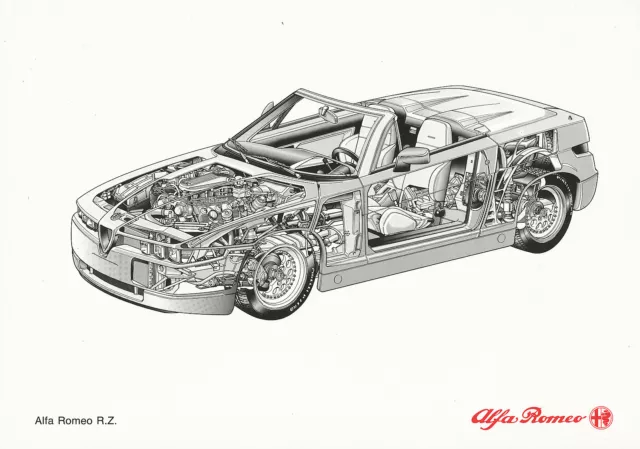 Alfa Romeo RZ Zagato picture brochure 1992 X-ray drawing brochure