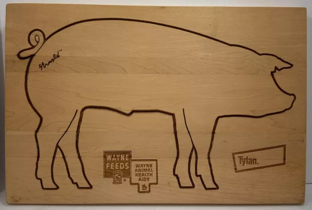 Vintage "Arnold" the Pig Wayne Feeds Tylan Wood Cutting Board