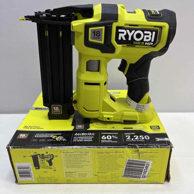 RYOBI BRAD NAILER P322 ONE+ HP 18V 18Gauge Brushless Cordless (tool
