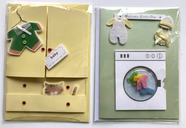 Lot of 2 Burgoyne 3-D Greeting Cards with Matching Envelopes - New Baby