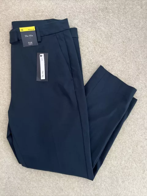 MARKS & SPENCER WOMENS MIA SLIM 7/8TH NAVY BLUE TROUSERS Size 16 Bnwt