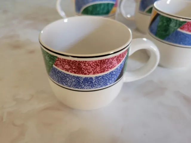 Sango Flair 91 Multi Color Decorative Mug Cup - 3" Tall 3.25" Wide 4pc Set 2