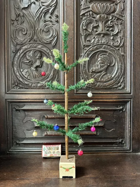 Antik Vintage Gänsefeder Weihnachtsbaum 27 Zoll groß 100 Jahre alt