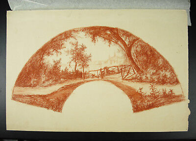 Yvonne De Nugent Dibujo Original Al Pastel Aprox. 1900 Proyecto ' Fan Abanico