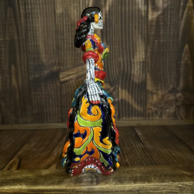 Mexican Talavera Catrina Dancer Day Of The Dead Figure Folk Art Pottery 12" 2