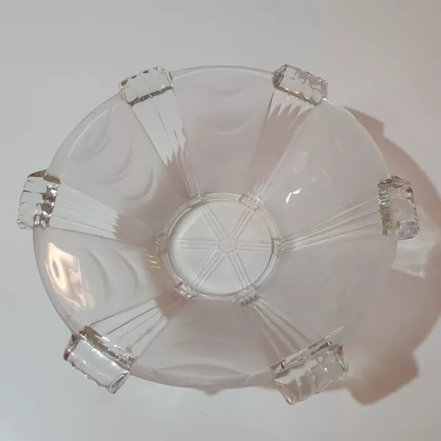Art Deco 1930s Stolzle Hermanova Clear Glass Bowl - Vintage. Large Frosted Glass