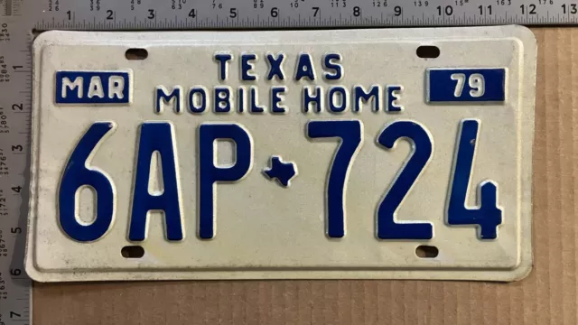 1979 Texas mobile home license plate 6AP-724 YOM DMV vintage RV Winnebago 13092