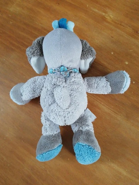 O/ Doudou Peluche NATTOU Chien Cyril Gris Et Bleu Hochet Grelot 2