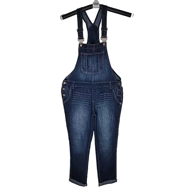 LEI Denim Overall Jeans Size Large Medium Wash Blue Denim Pockets 38x26