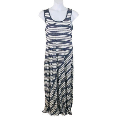 Max Studio Women's XL Stripe Sleeveless Maxi Knit Navy White Dress
