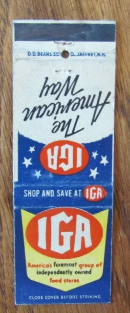 Iga Supermarkets Matchbook Cover: American Way Empty Matchcover -D9