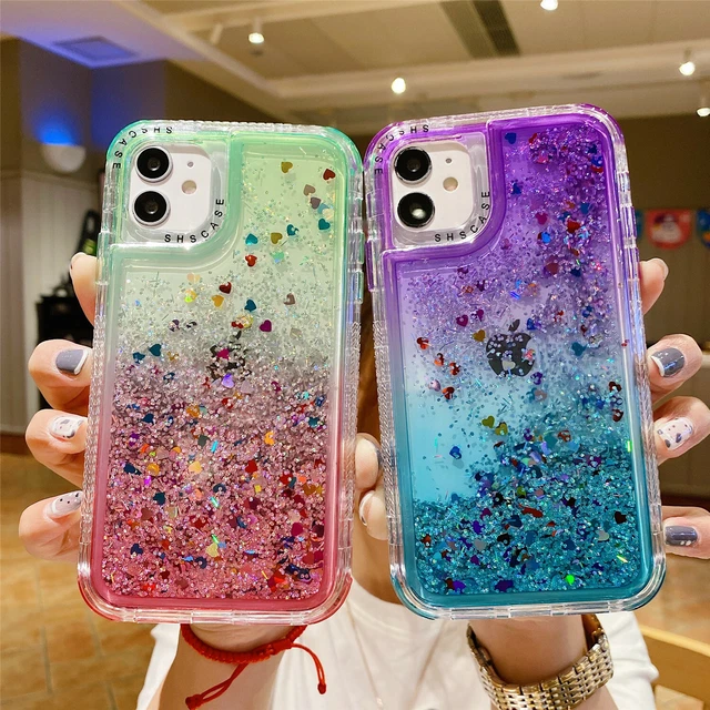 Tybiky Compatibile con iPhone 13 Pro, custodia per cellulare con diamanti glitterati con paillettes Mag-Safe magnetica trasparente, morbido TPU sottile resistente agli urti, cover lucida con strass