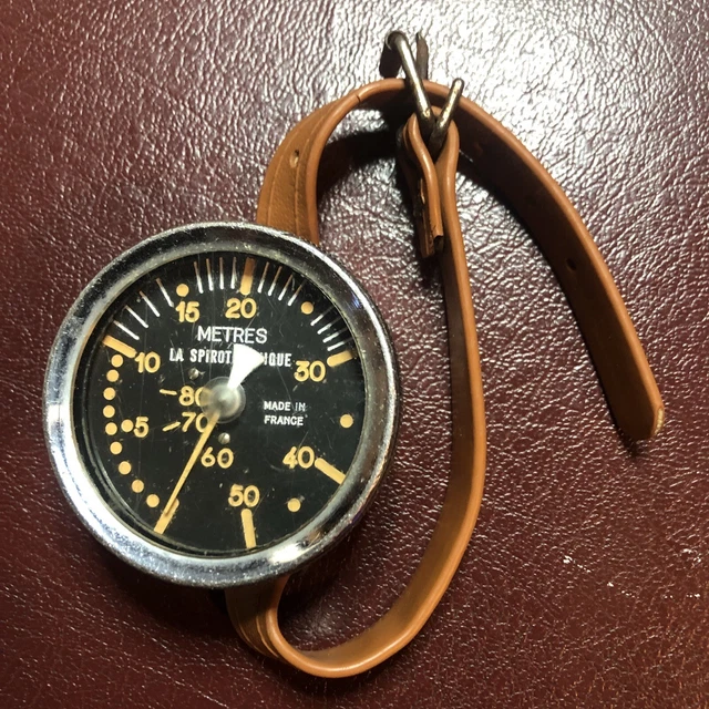 Instrument De Plongée Ancien Profondimètre Ancien La Spirotechnique - Mesure Jusqu'à 80 Mètres - Occasion - Pour Plongée Ou Collection Spray Cuivre Soudure