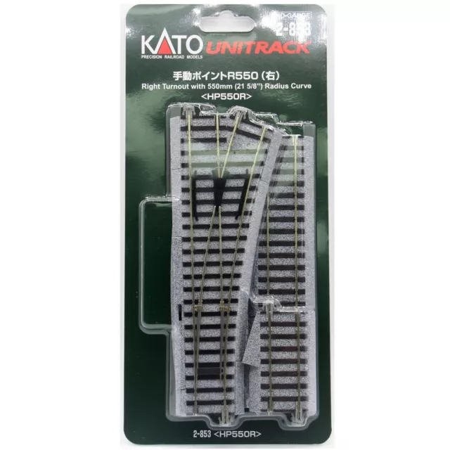 Kato 2853 UniTrack Right Turnout with 550mm 21-5/8'' Radius Curve Track HO Scale