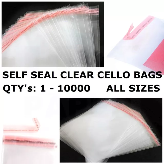 Clear Cello Bags Cellophane Self Seal Large Small For Sweet Card Craft Party OPP 3