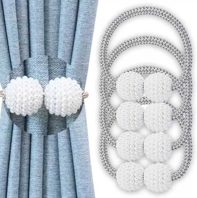 4 Pack Magnetic Curtain Tiebacks  Drape Tie Backs Weave Holder Window New...