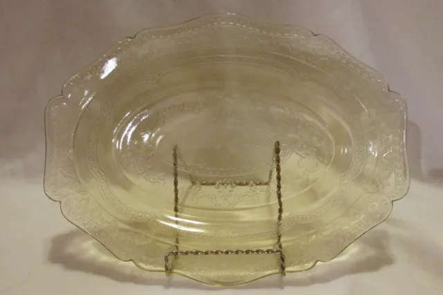 11in OVAL SERVING DISH Federal Patrician / Spoke Depression Glass Amber